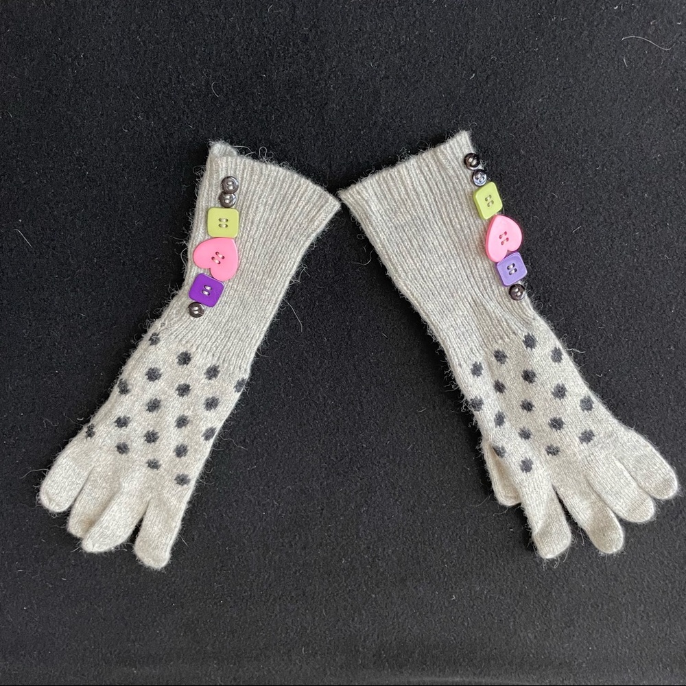 H&M Gray Polka Dot Button Gloves